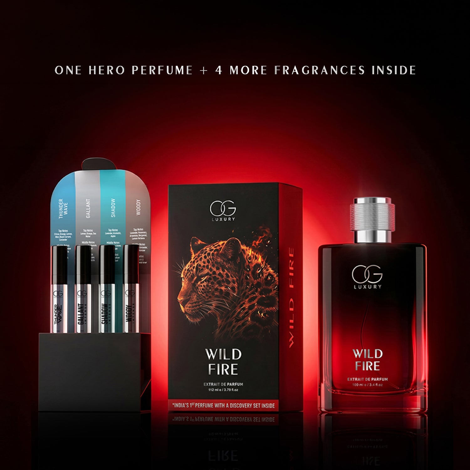 OG LUXURY Wild Fire - India's First Perfume with a Discovery Set Inside (4*3ml), 100 ml